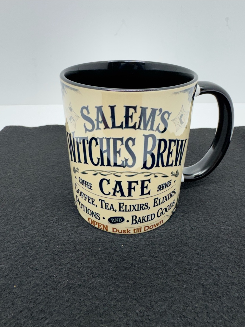 Salem's Witches Brew Café Ceramic Mug - Cream and Black